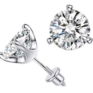 Moissanite Diamond Stud Earrings 0.8 Ct (0.4Ct Each) NIB.